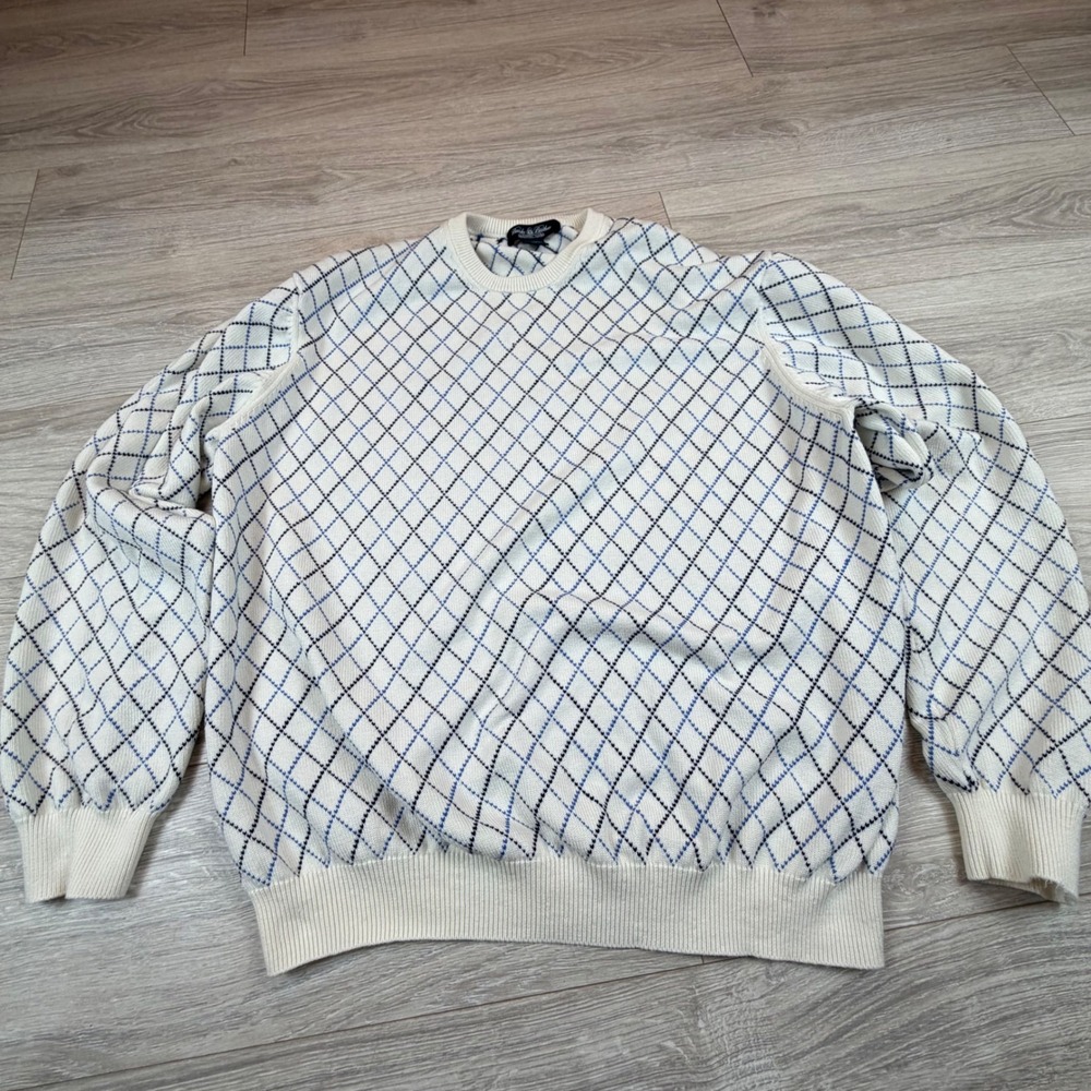 Brooks Brothers Country‎ Club Mens Argyle Knit Sweater XXL 100% Cotton